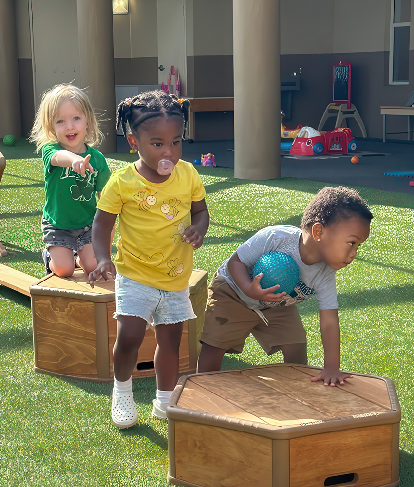 A lively playground scene where children are playing, highlighting the fun of playground equipment and outdoor play